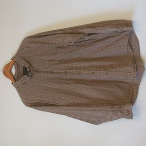 Eddie Bauer Men's Long Sleeve Button Down Shirt Sz XL, Tan/Red/Black